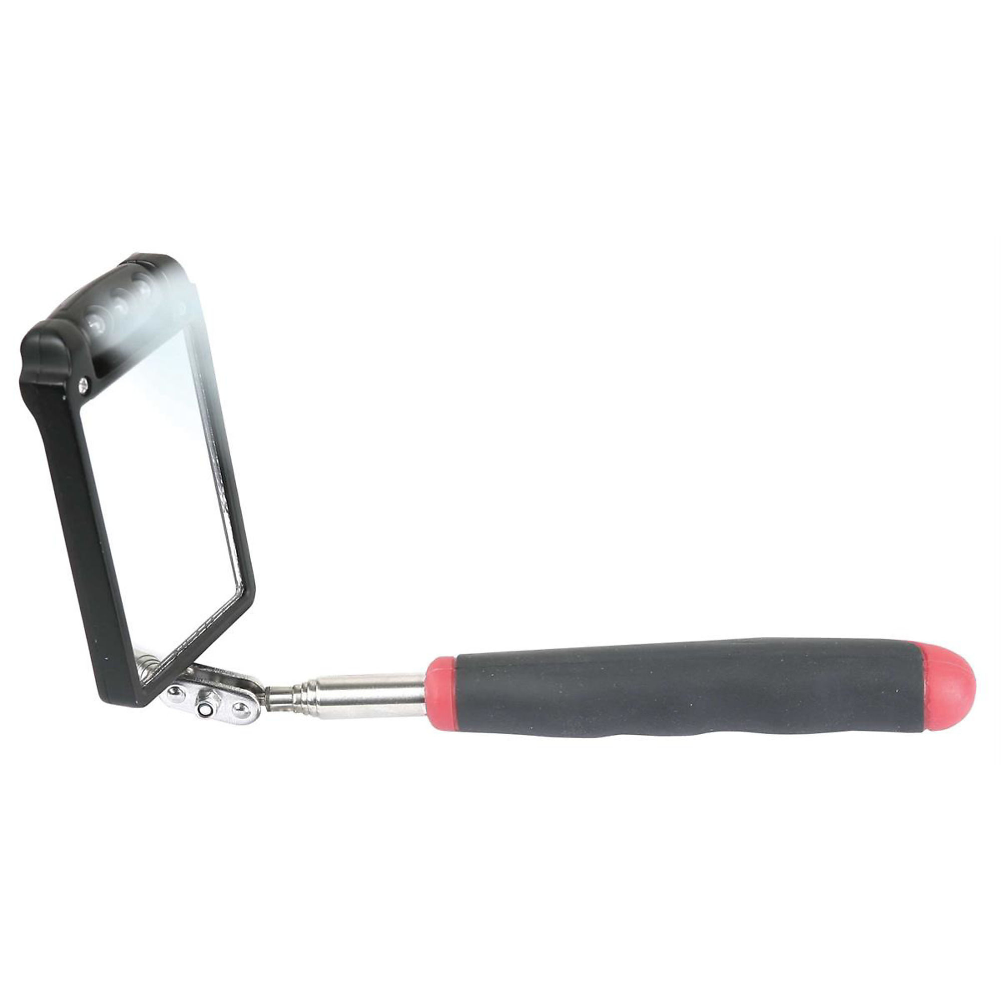 Ullman Devices Rectangular Inspection Mirror — 3-1/2in. x 2-1/4in., Adjustable LED Lights, Telescoping Handle, Model# ULLHTK-2LT